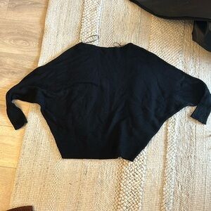 Black boat neck sweater. Ribbed size Large